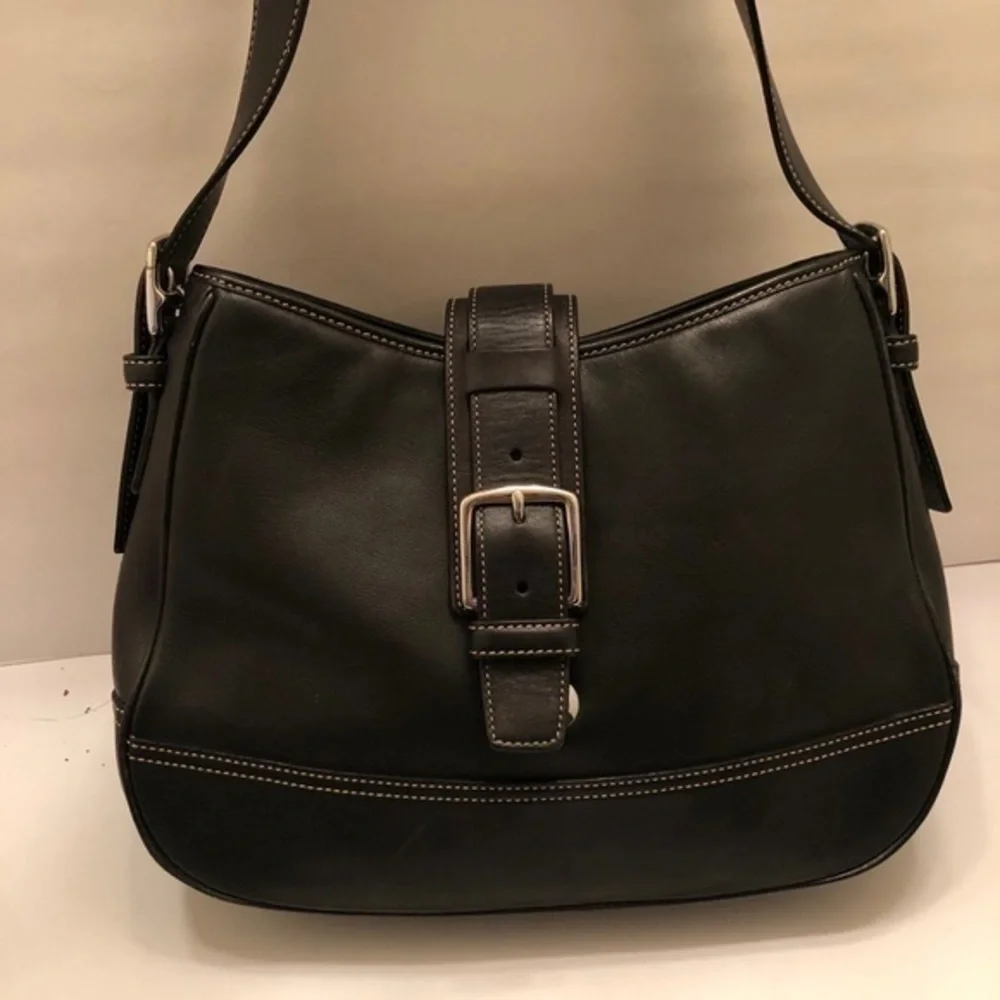 Coach black leather Hampton shoulder bag purse